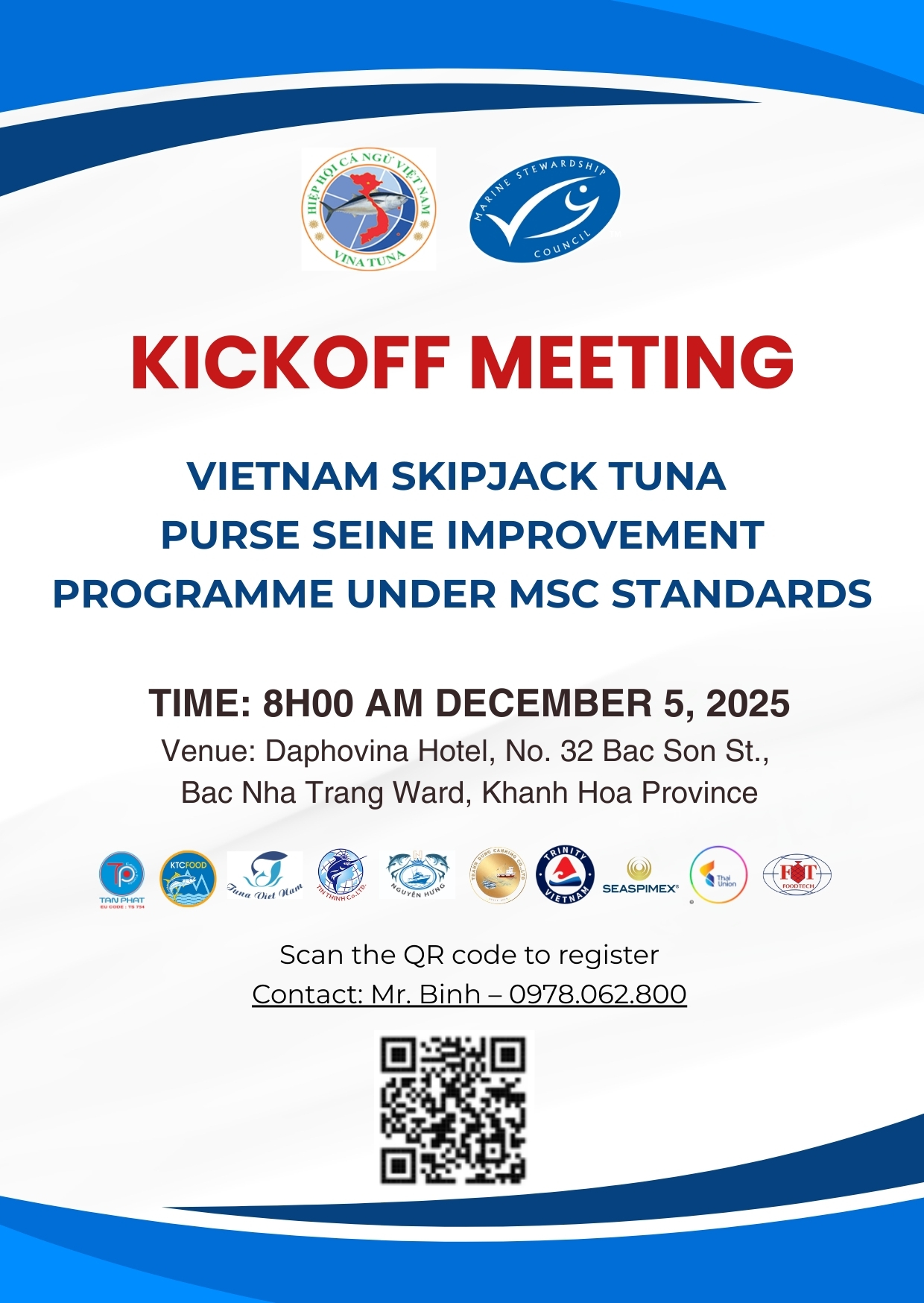 INVITATION – Kickoff Meeting of the VIETNAM SKIPJACK TUNA  purse seine IMPROVEMENT PROGRAMME UNDER MSC STANDARDS